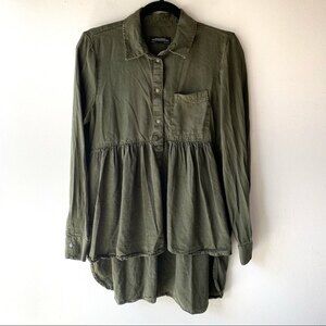 Zara Woman Premium Denim Collection Olive Green Top size S Small